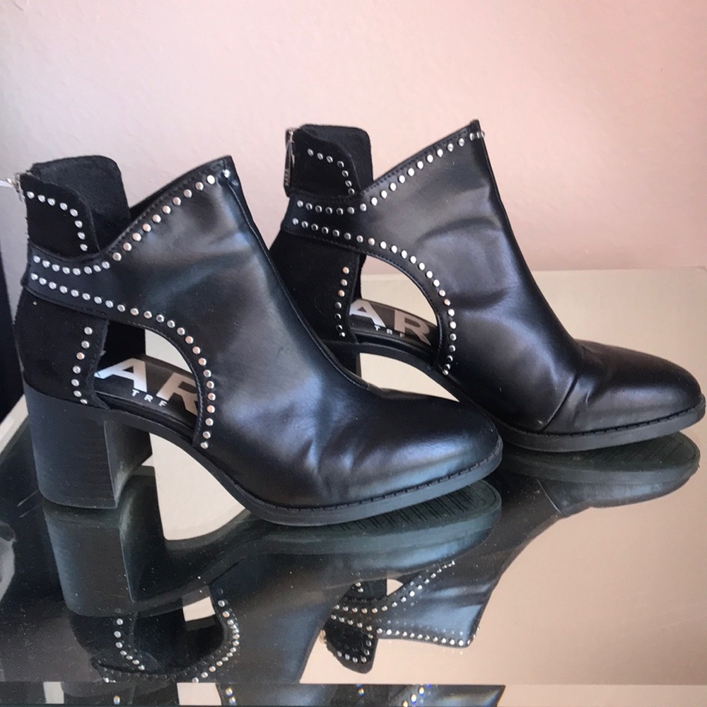 Zara Black Cutout Booties with Silver Studs